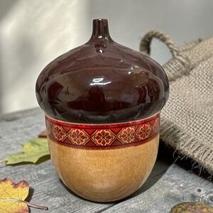 Handmade Ceramic Acorn Lidded Jar – Fall Decor